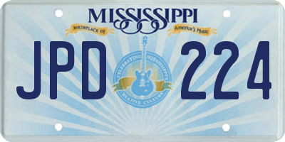 MS license plate JPD224