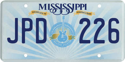 MS license plate JPD226
