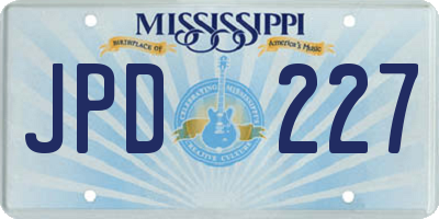 MS license plate JPD227
