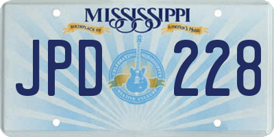 MS license plate JPD228