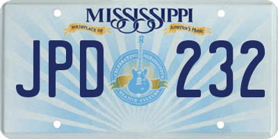 MS license plate JPD232