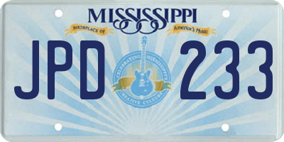 MS license plate JPD233