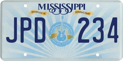 MS license plate JPD234