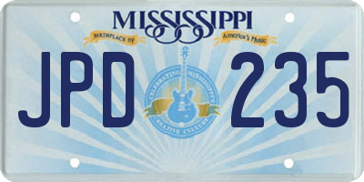 MS license plate JPD235