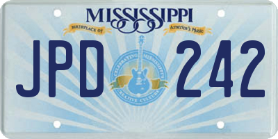 MS license plate JPD242