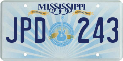 MS license plate JPD243