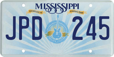 MS license plate JPD245