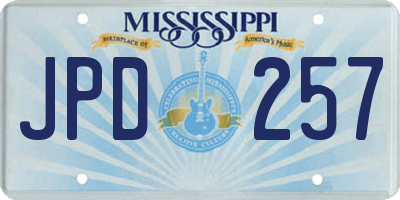 MS license plate JPD257