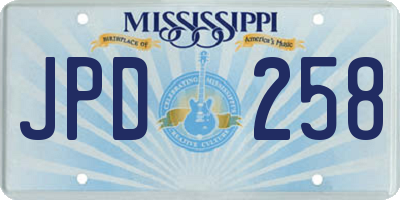 MS license plate JPD258