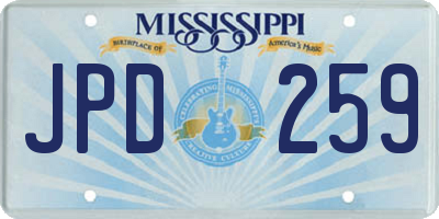 MS license plate JPD259