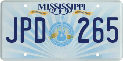 MS license plate JPD265