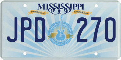 MS license plate JPD270