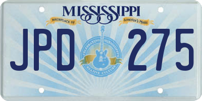 MS license plate JPD275