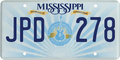 MS license plate JPD278