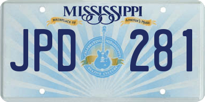 MS license plate JPD281