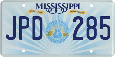 MS license plate JPD285
