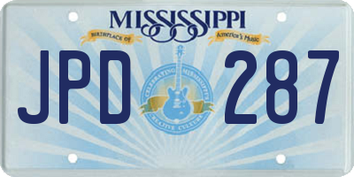 MS license plate JPD287