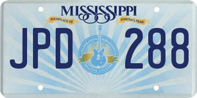 MS license plate JPD288
