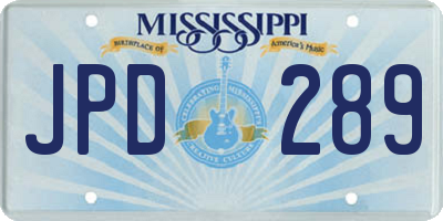 MS license plate JPD289