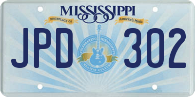 MS license plate JPD302