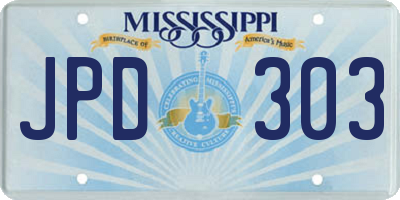 MS license plate JPD303