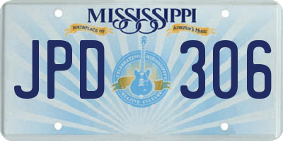 MS license plate JPD306