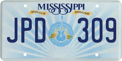 MS license plate JPD309