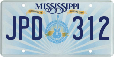 MS license plate JPD312