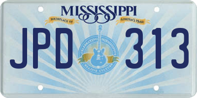 MS license plate JPD313