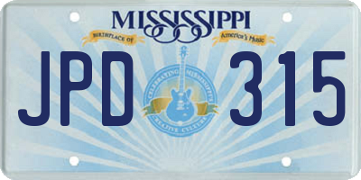 MS license plate JPD315