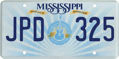 MS license plate JPD325