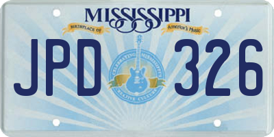 MS license plate JPD326