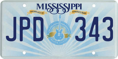MS license plate JPD343