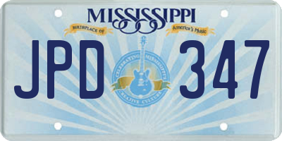 MS license plate JPD347