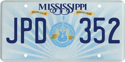 MS license plate JPD352