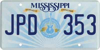 MS license plate JPD353