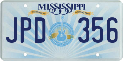 MS license plate JPD356