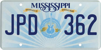 MS license plate JPD362