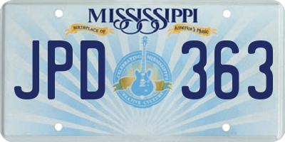 MS license plate JPD363