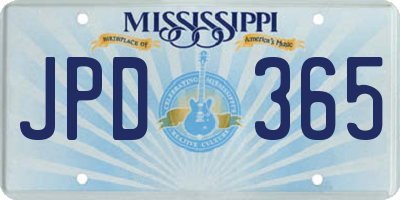 MS license plate JPD365