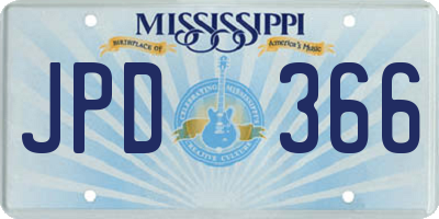MS license plate JPD366