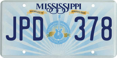 MS license plate JPD378