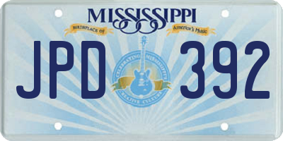 MS license plate JPD392