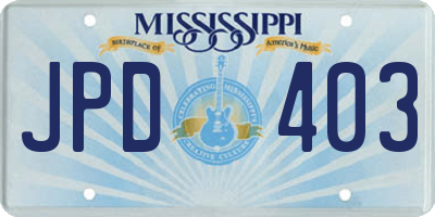 MS license plate JPD403