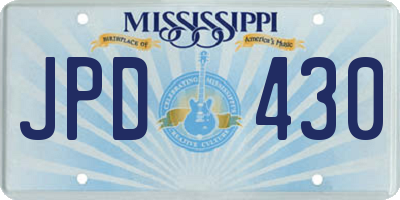 MS license plate JPD430