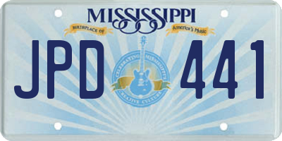MS license plate JPD441