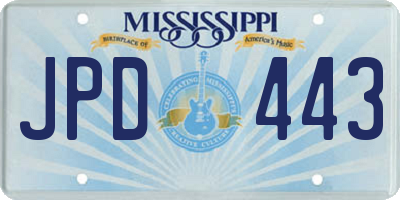 MS license plate JPD443