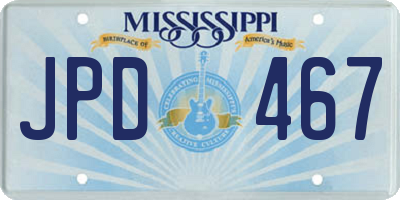 MS license plate JPD467