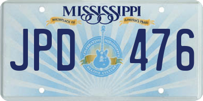 MS license plate JPD476