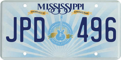 MS license plate JPD496